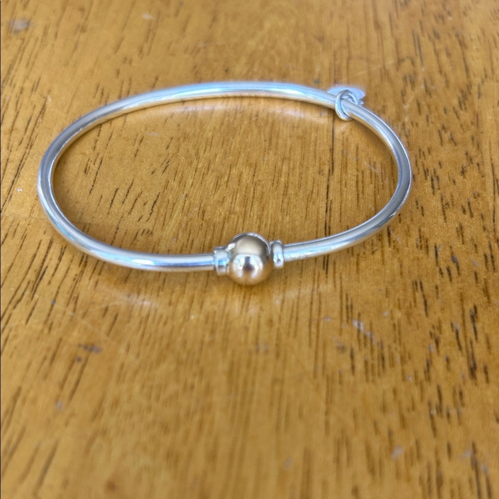 Elegant Silver and Gold Bangle Bracelet